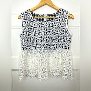Anna Sui Crocheted top with checkered lining.